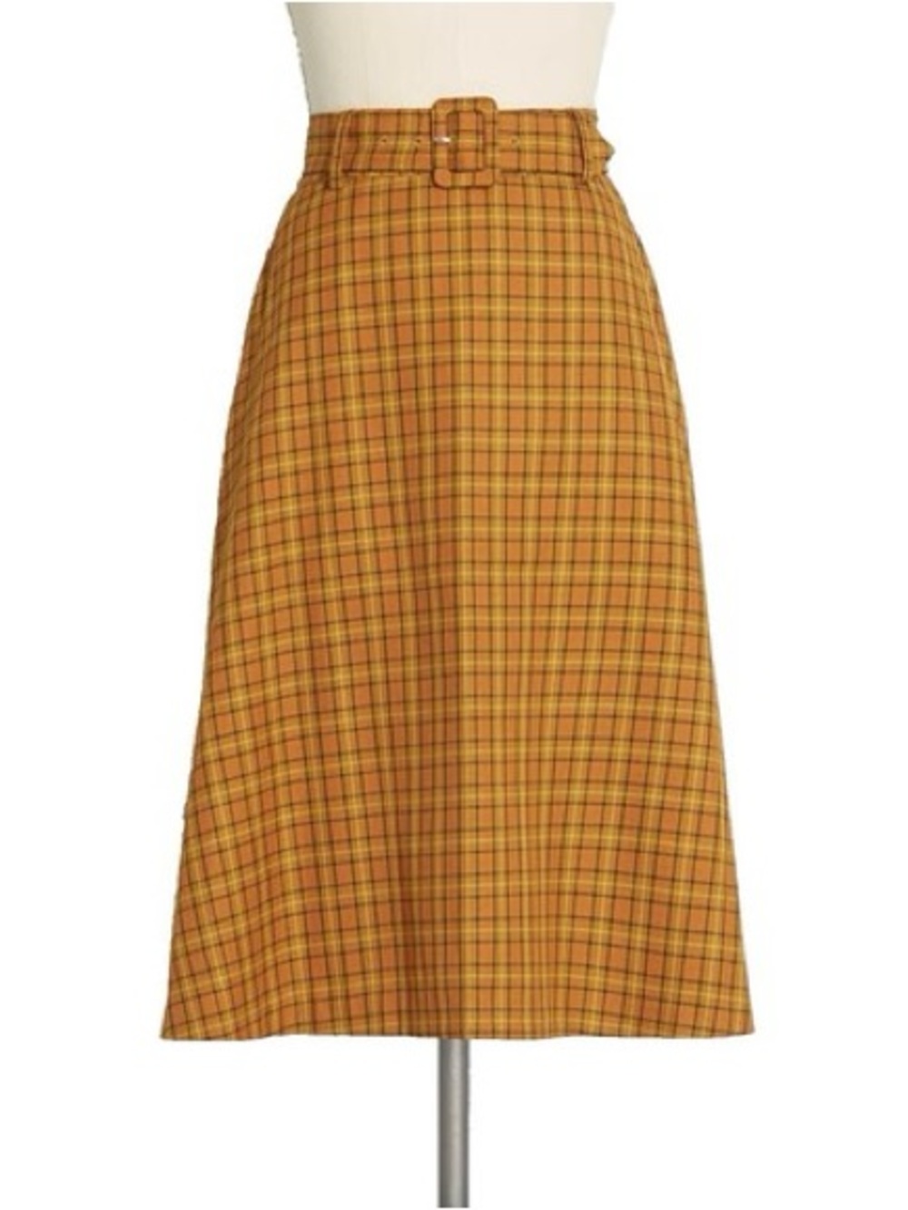 Modcloth Orange Plaid Midi Skirt